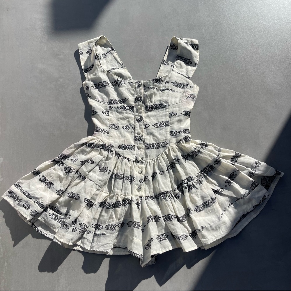 Rare Vanessa Mooney Elizabeth Jacquard Printed Cotton Button Down Dress NWT